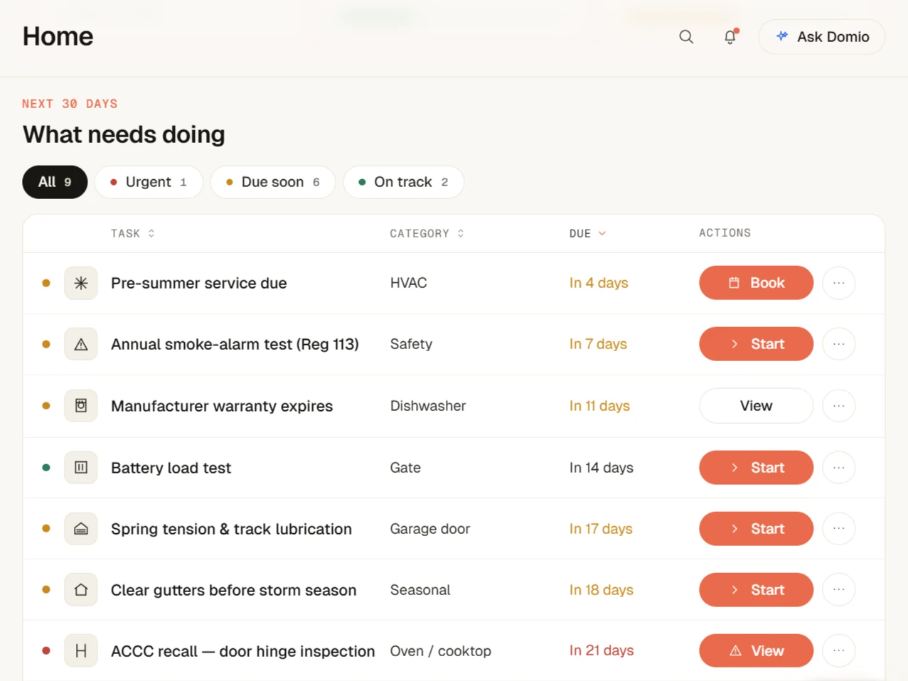 Domio app: reminders, guided repairs, lifespan estimates and answers